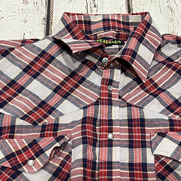 LifeTrends Plaid Western Rockabilly Cowboy Rancher Button Down Vintage Shirt - Picture 7 of 8
